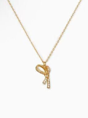 Kate Spade All Tied Up Pave Mini Pendant & Round Crystal Pendant Necklace w Pink